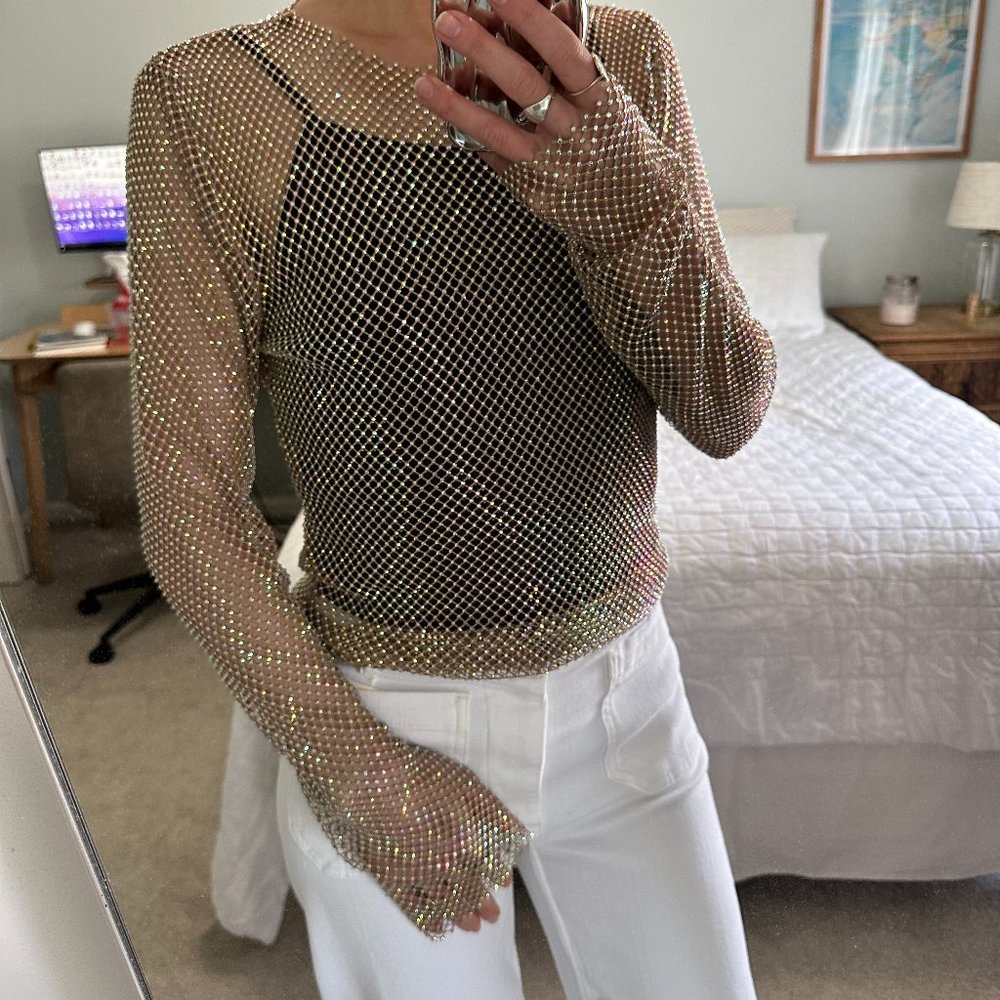 Free People Sequin Mesh Top - Small